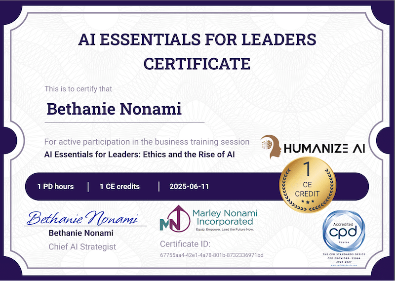 AI Certification Marley Nonami Incorporated